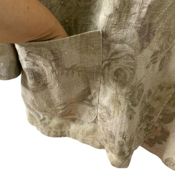 Vtg Smith & Hawken Linen Jacket Women's L Button Up Pockets Floral USA Tan Khaki - Picture 7 of 16